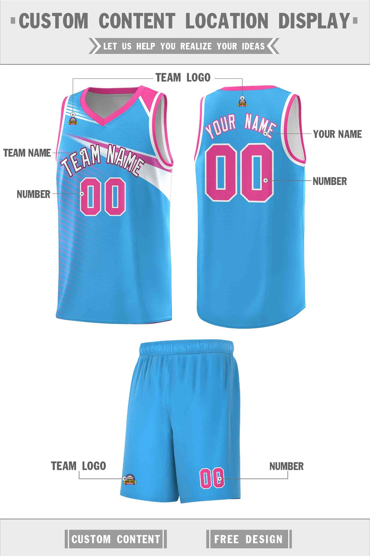 Custom Powder Blue White-Navy Chest Color Block Sports Uniform Basketball Jersey