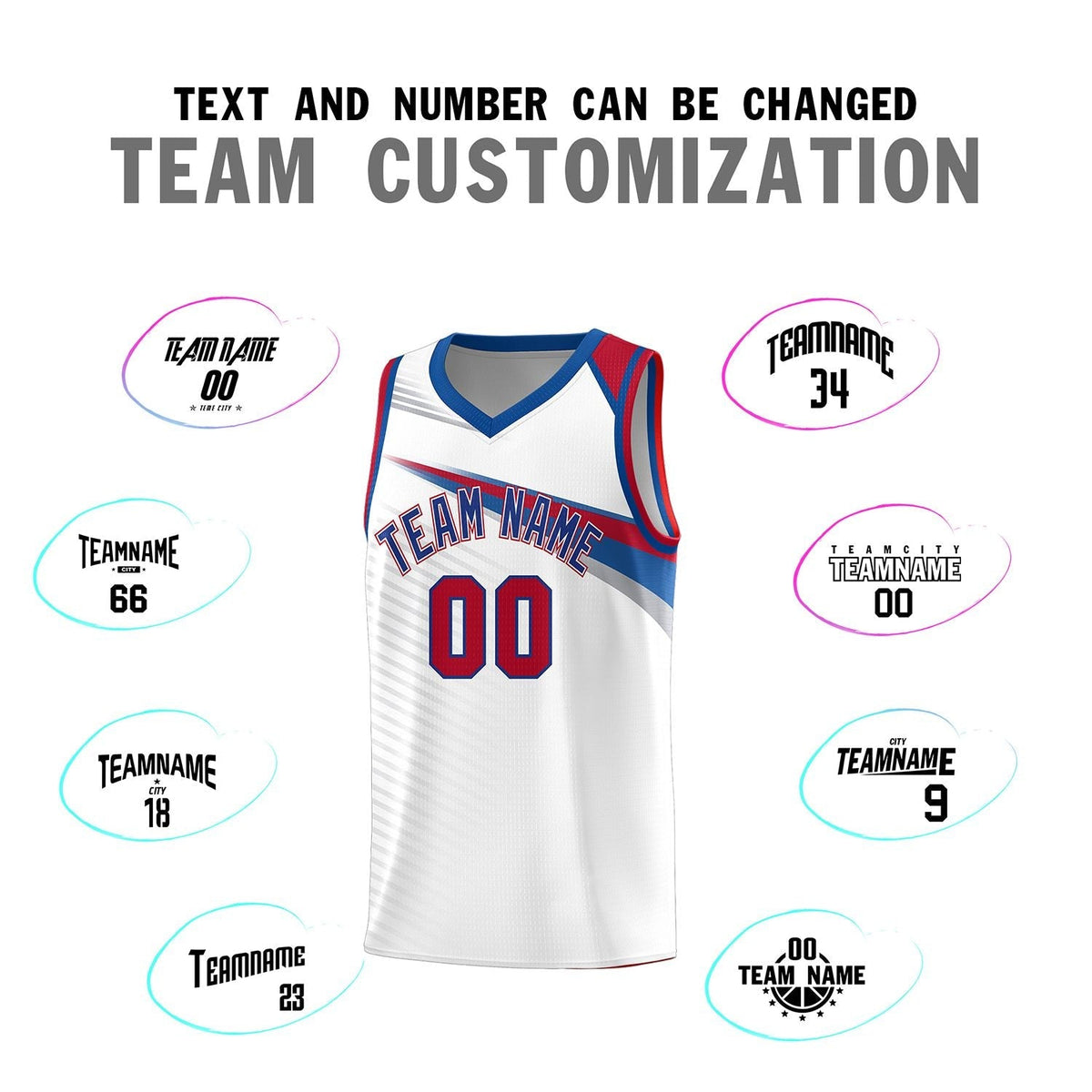 Custom White Royal Chest Color Block Sports Uniform Basketball Jersey