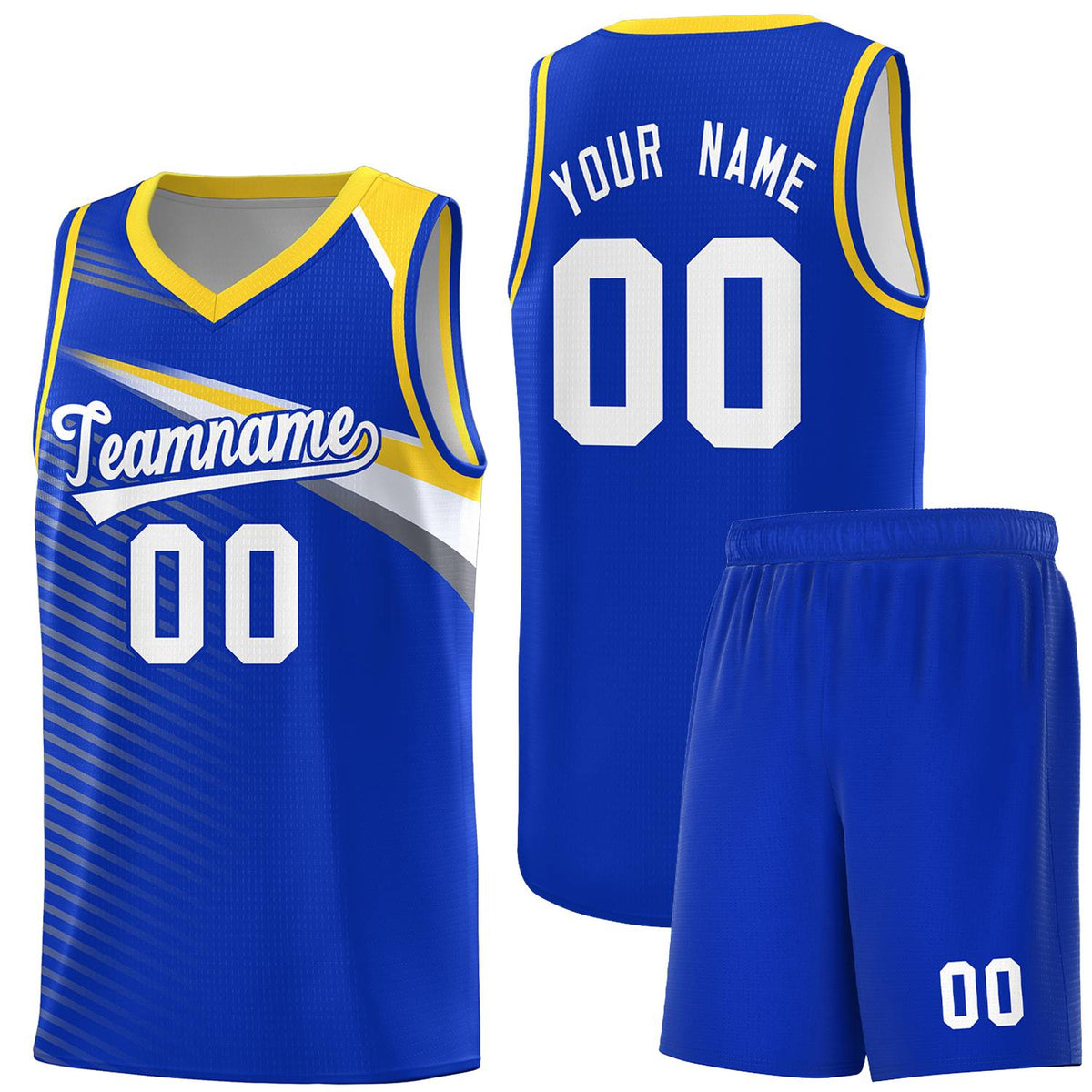 Custom Royal White Chest Color Block Sports Uniform Basketball Jersey