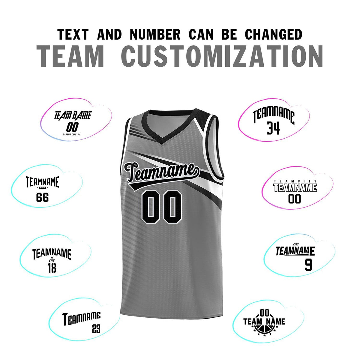 Custom Dark Gray Black-White Chest Color Block Sports Uniform Basketball Jersey