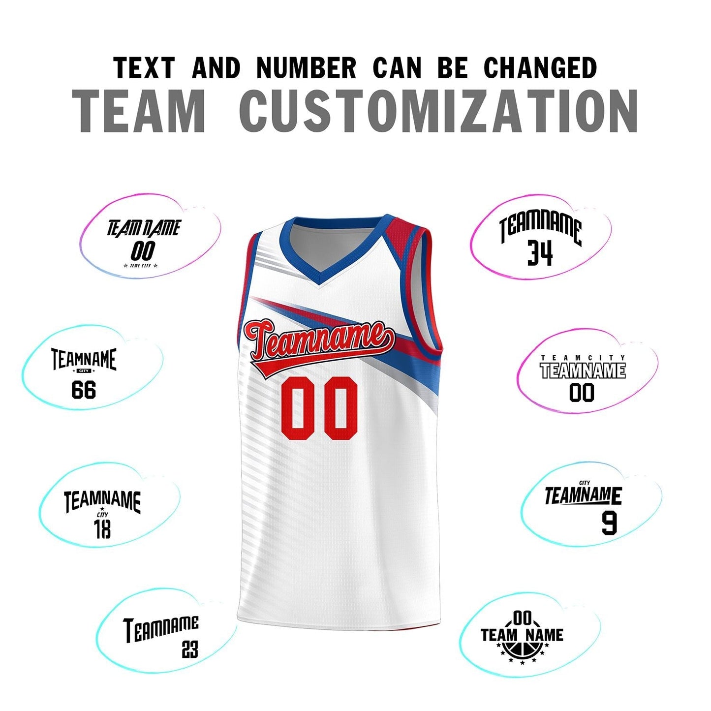 Custom White Red Chest Color Block Sports Uniform Basketball Jersey