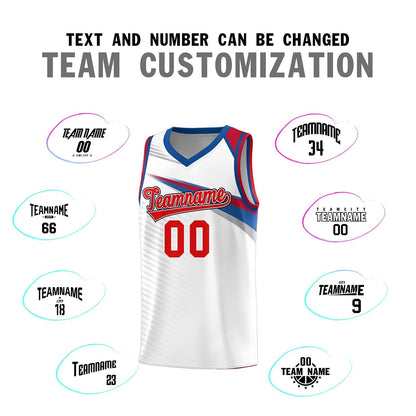 Custom White Red Chest Color Block Sports Uniform Basketball Jersey