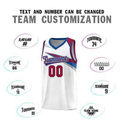 Custom White Royal Chest Color Block Sports Uniform Basketball Jersey