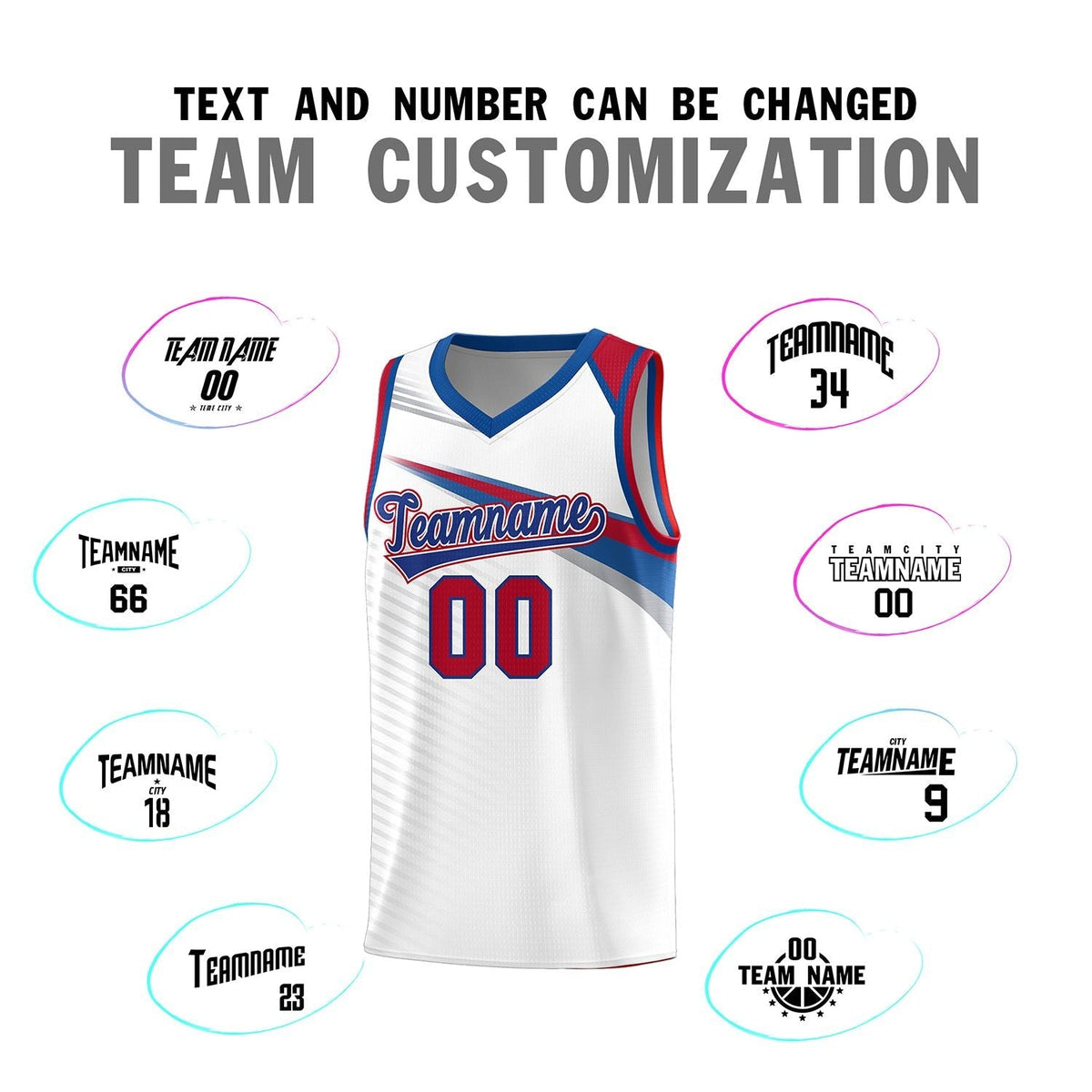 Custom White Royal Chest Color Block Sports Uniform Basketball Jersey