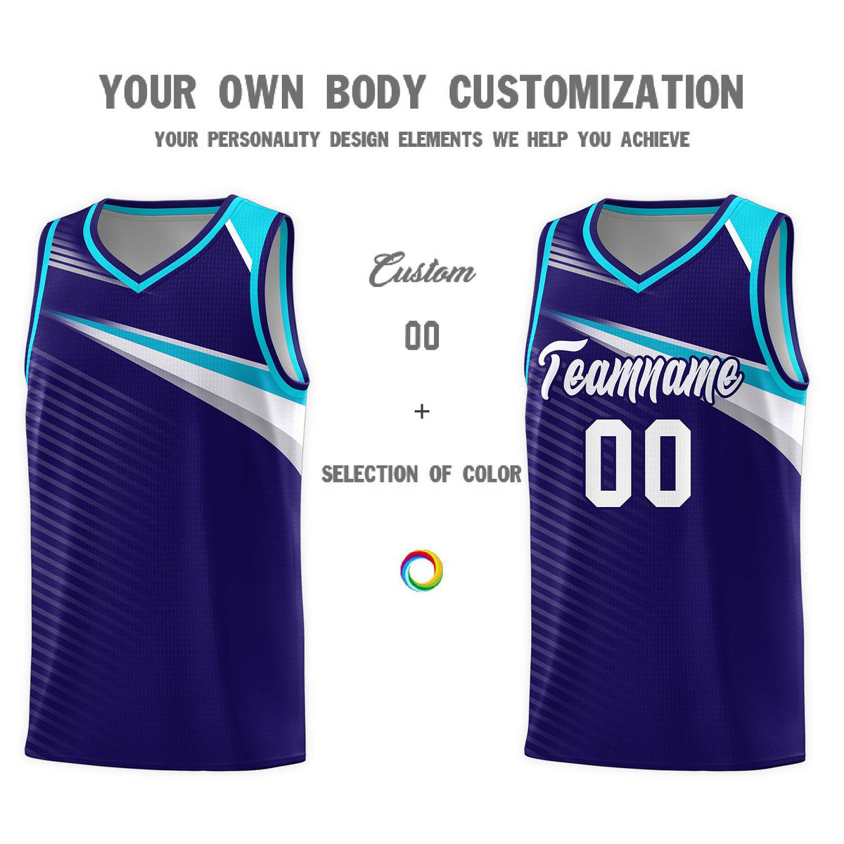 Custom Navy White Chest Color Block Sports Uniform Basketball Jersey