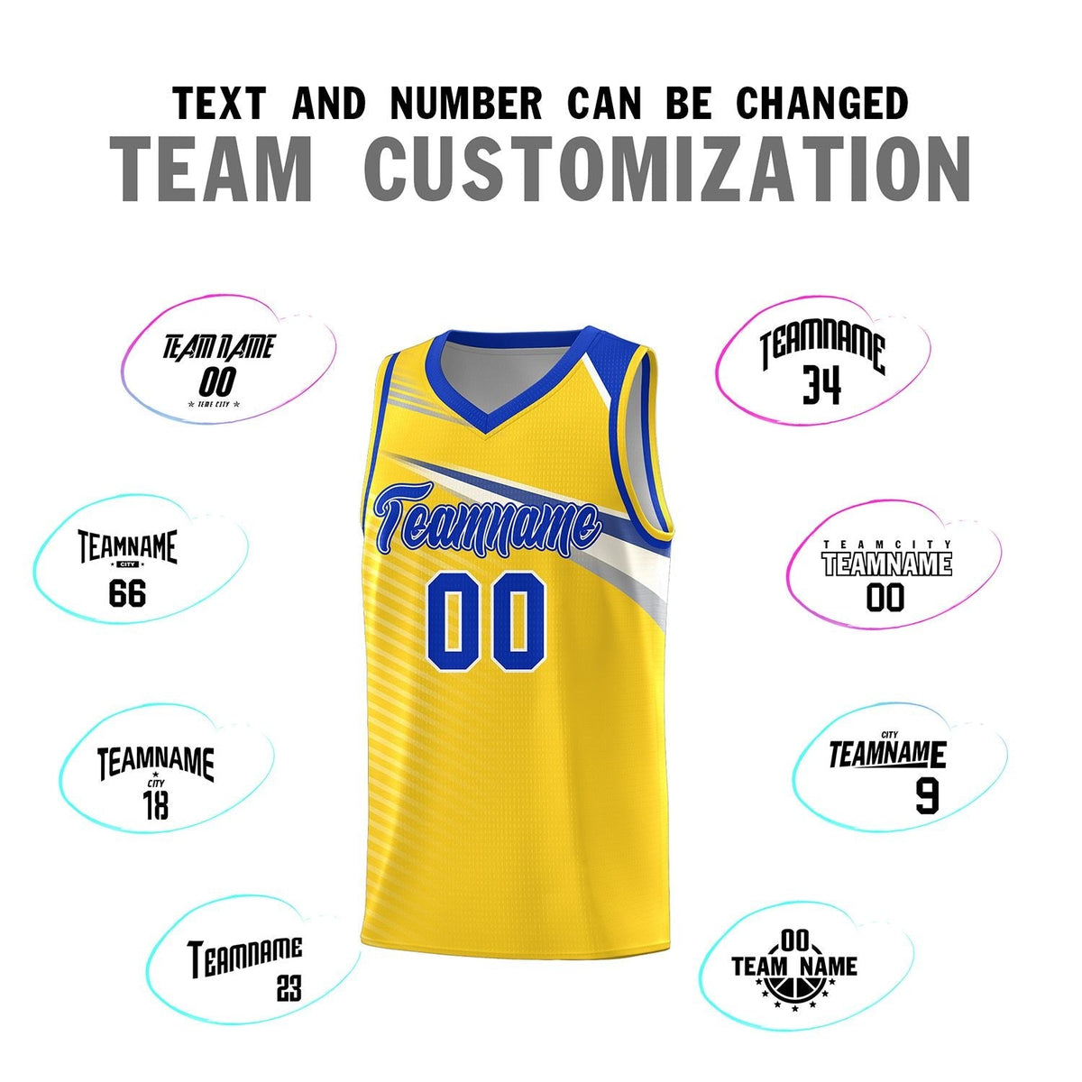 Custom Gold Royal-White Chest Color Block Sports Uniform Basketball Jersey