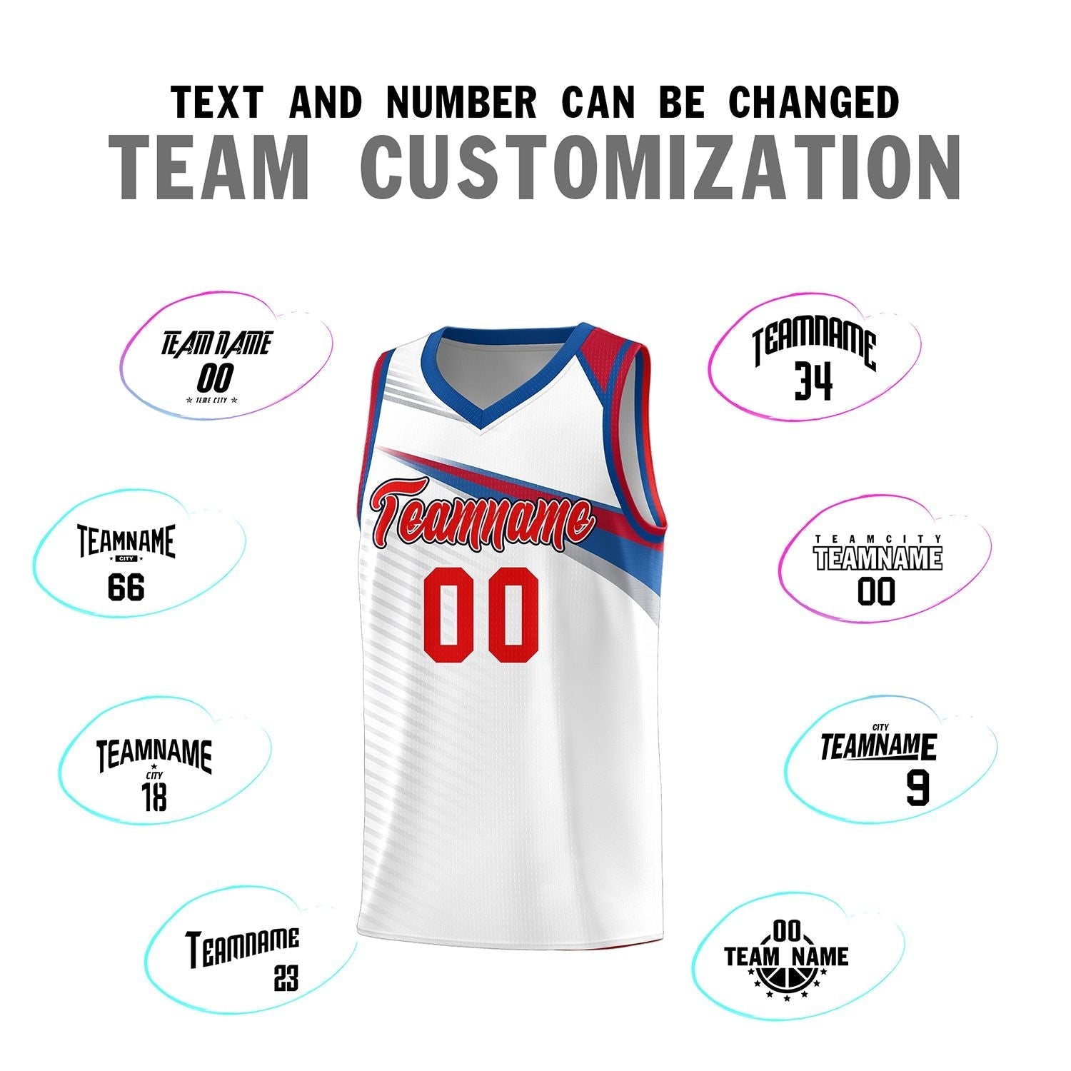 Custom White Red Chest Color Block Sports Uniform Basketball Jersey