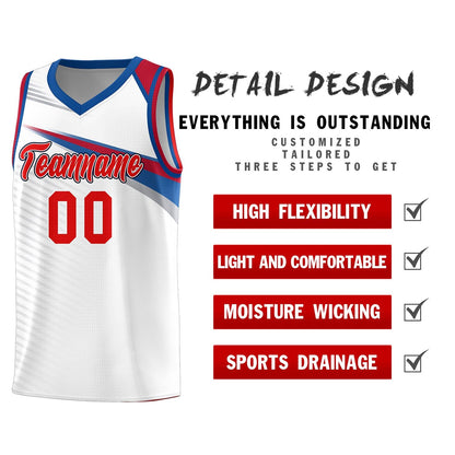 Custom White Red Chest Color Block Sports Uniform Basketball Jersey