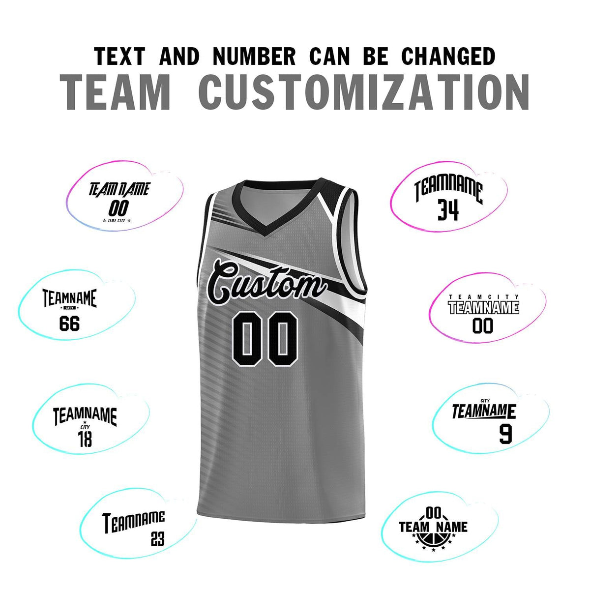 Custom Dark Gray Black-White Chest Color Block Sports Uniform Basketball Jersey