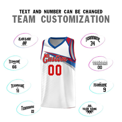 Custom White Red Chest Color Block Sports Uniform Basketball Jersey
