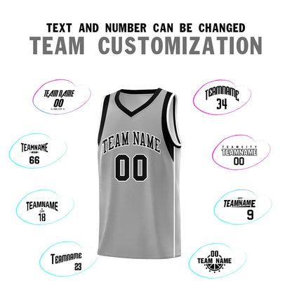 Custom Gray Black-White Sleeve Color Blocking Classic Sports Uniform Basketball Jersey
