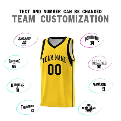 Custom Gold Black Sleeve Color Blocking Classic Sports Uniform Basketball Jersey