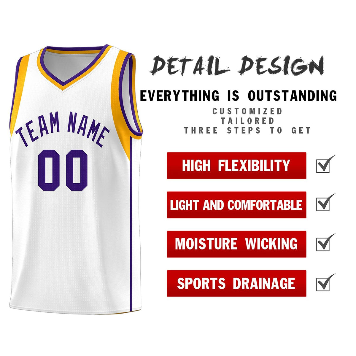 Custom White Purple-Aqua Sleeve Color Blocking Classic Sports Uniform Basketball Jersey