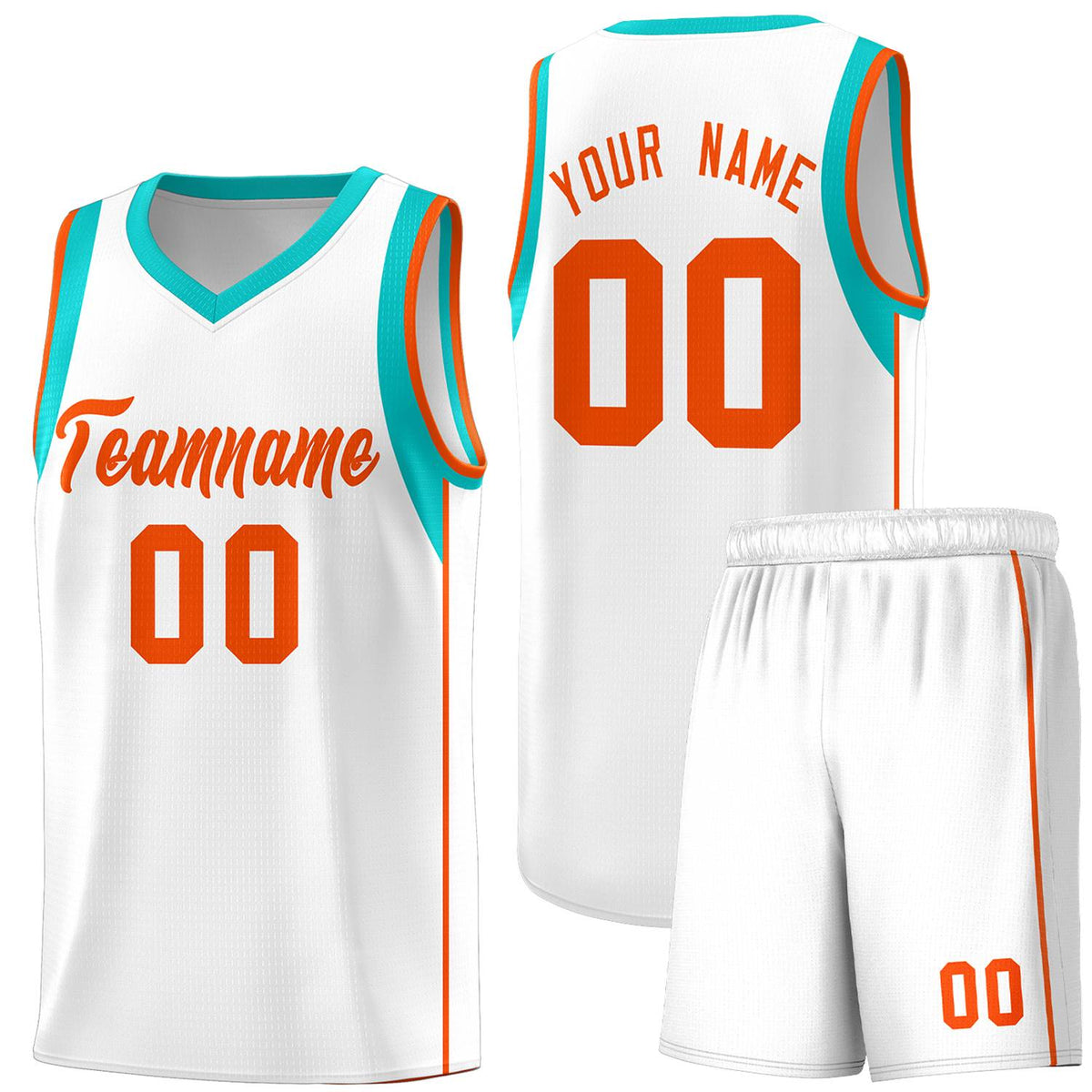 Custom White Orange Sleeve Color Blocking Classic Sports Uniform Basketball Jersey