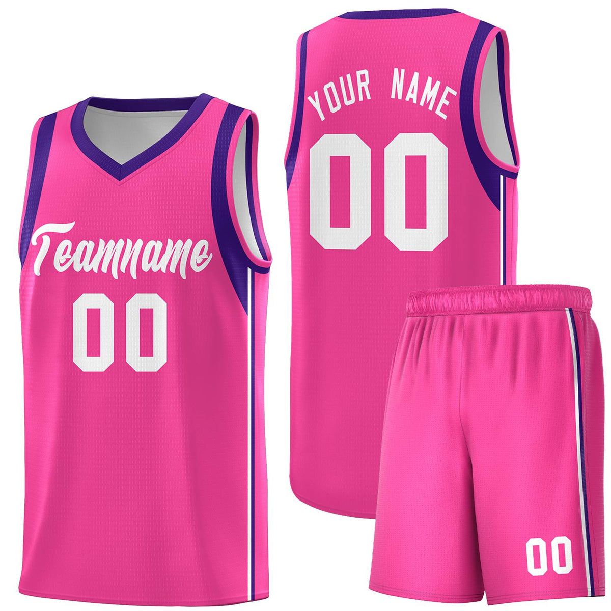Custom Pink White Sleeve Color Blocking Classic Sports Uniform Basketball Jersey