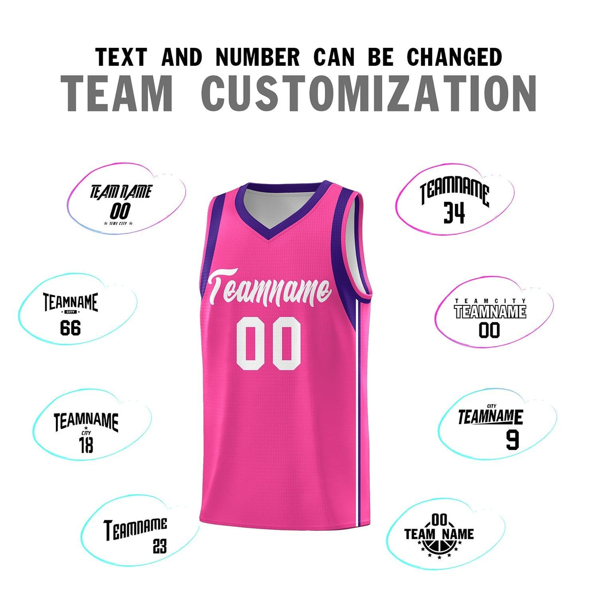 Custom Pink White Sleeve Color Blocking Classic Sports Uniform Basketball Jersey