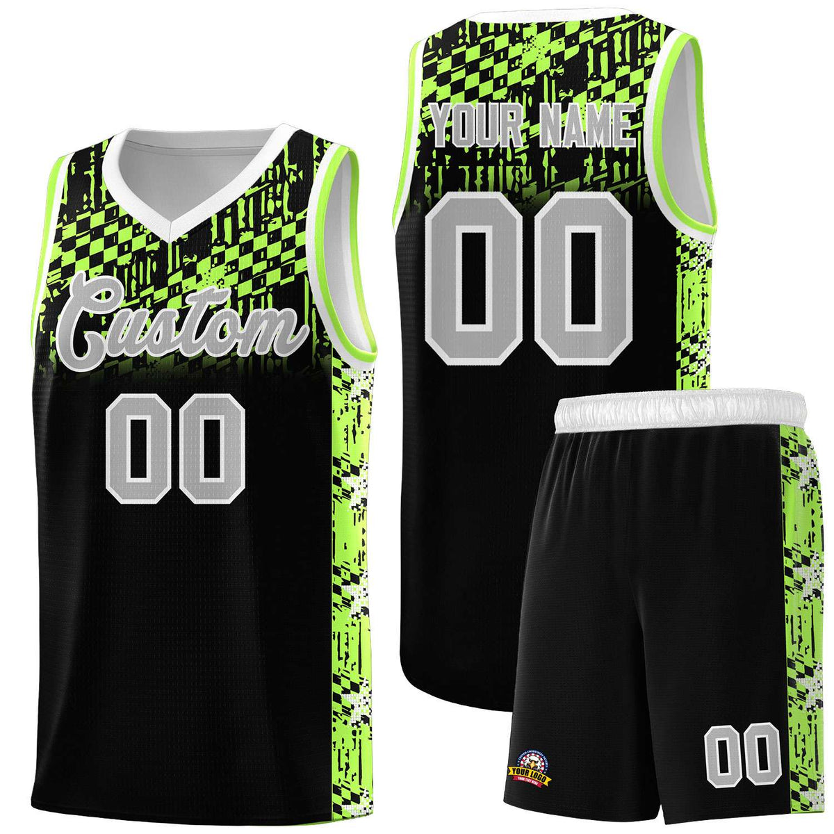 Custom Black Mosaic Stars Pattern Sports Uniform Basketball Jersey