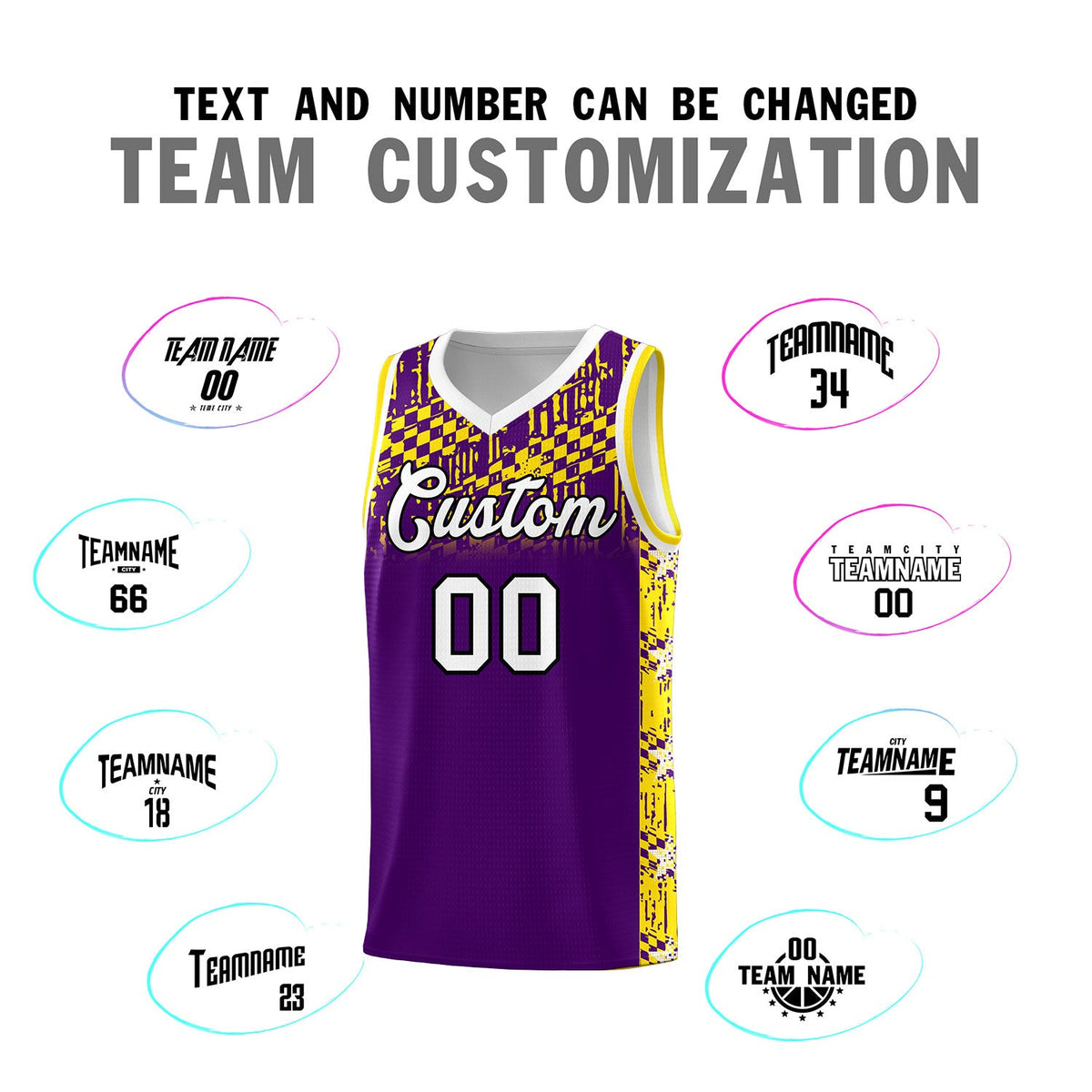 Custom Purple Mosaic Stars Pattern Sports Uniform Basketball Jersey