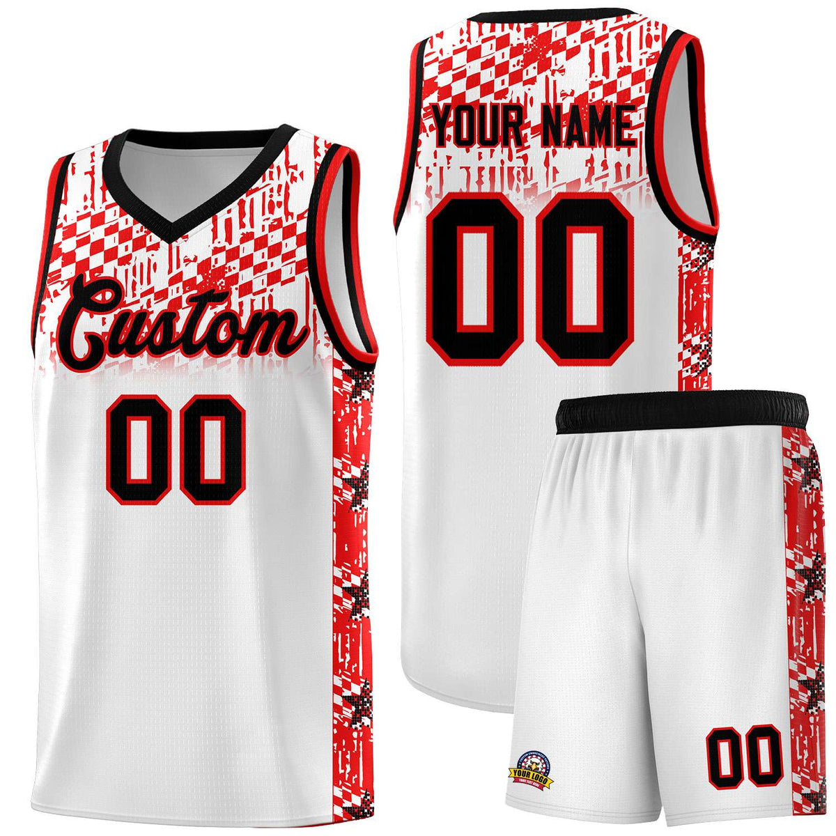 Custom White Mosaic Stars Pattern Sports Uniform Basketball Jersey