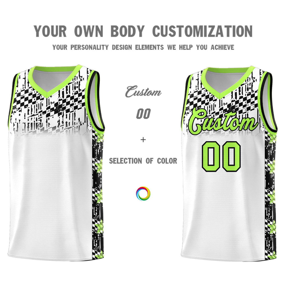 Custom White Mosaic Stars Pattern Sports Uniform Basketball Jersey