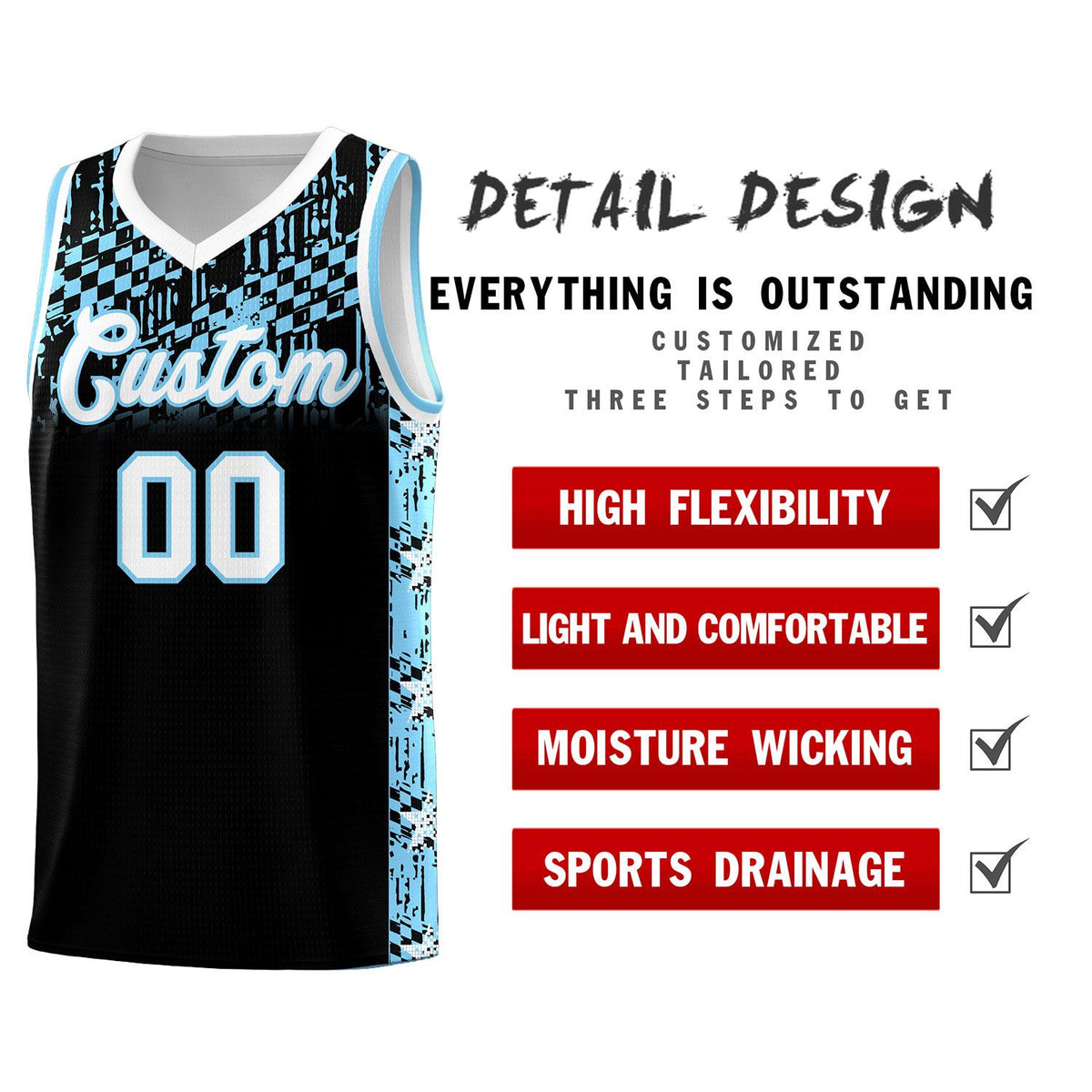 Custom Black Mosaic Stars Pattern Sports Uniform Basketball Jersey