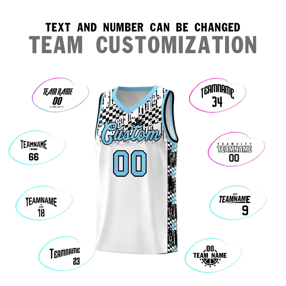 Custom White Mosaic Stars Pattern Sports Uniform Basketball Jersey