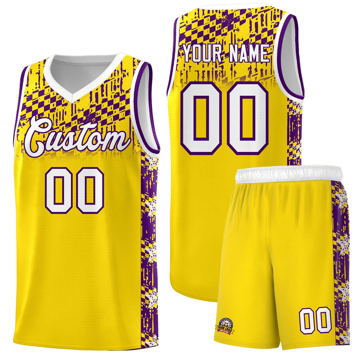 Custom Gold Mosaic Stars Pattern Sports Uniform Basketball Jersey
