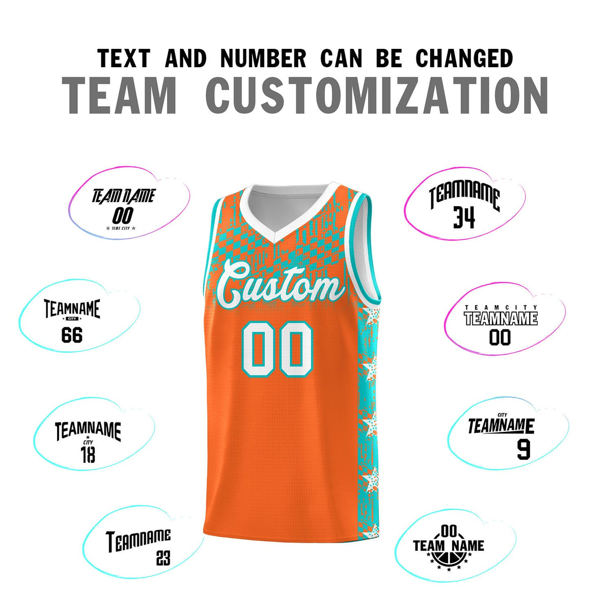 Custom Orange Mosaic Stars Pattern Sports Uniform Basketball Jersey