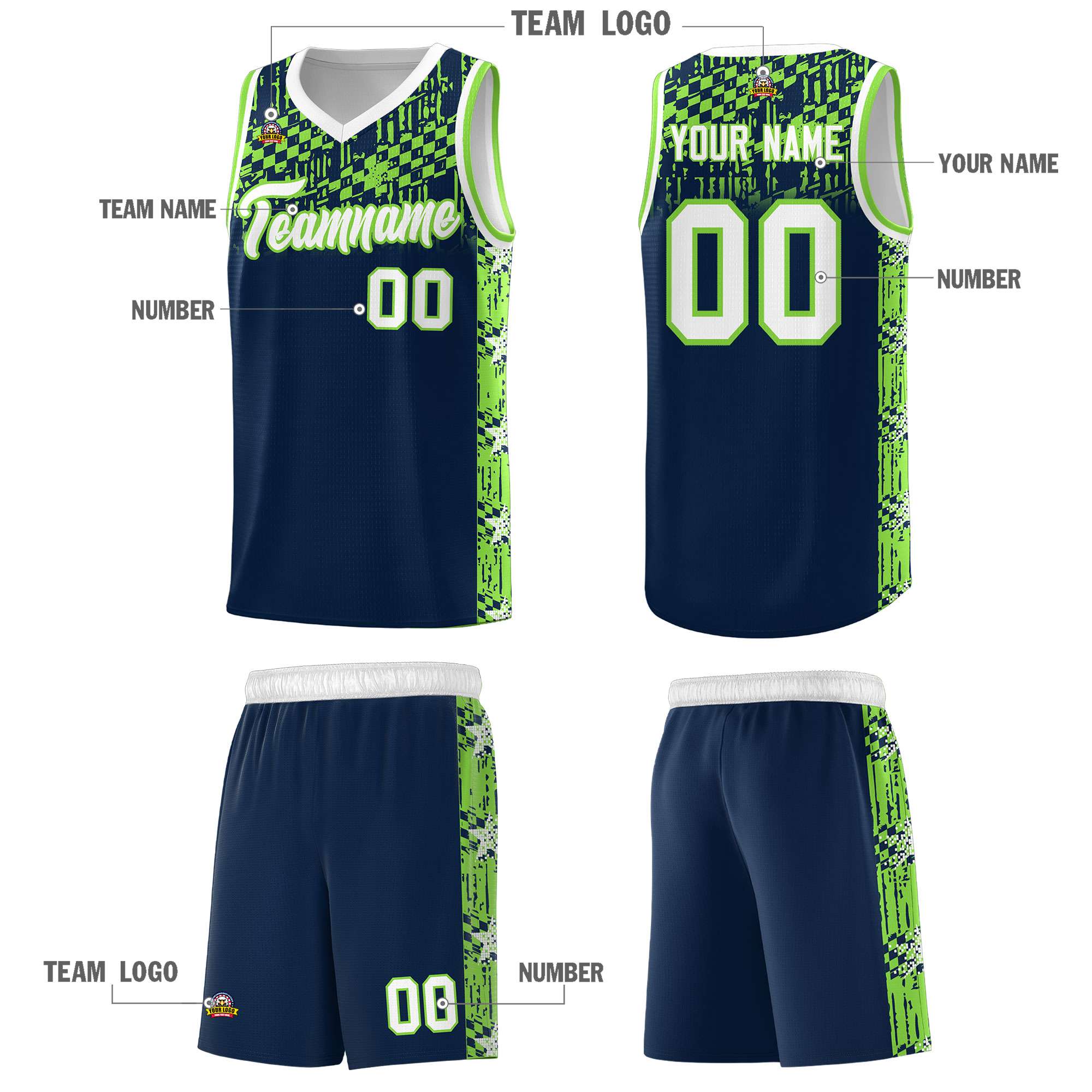 Custom Navy Mosaic Stars Pattern Sports Uniform Basketball Jersey