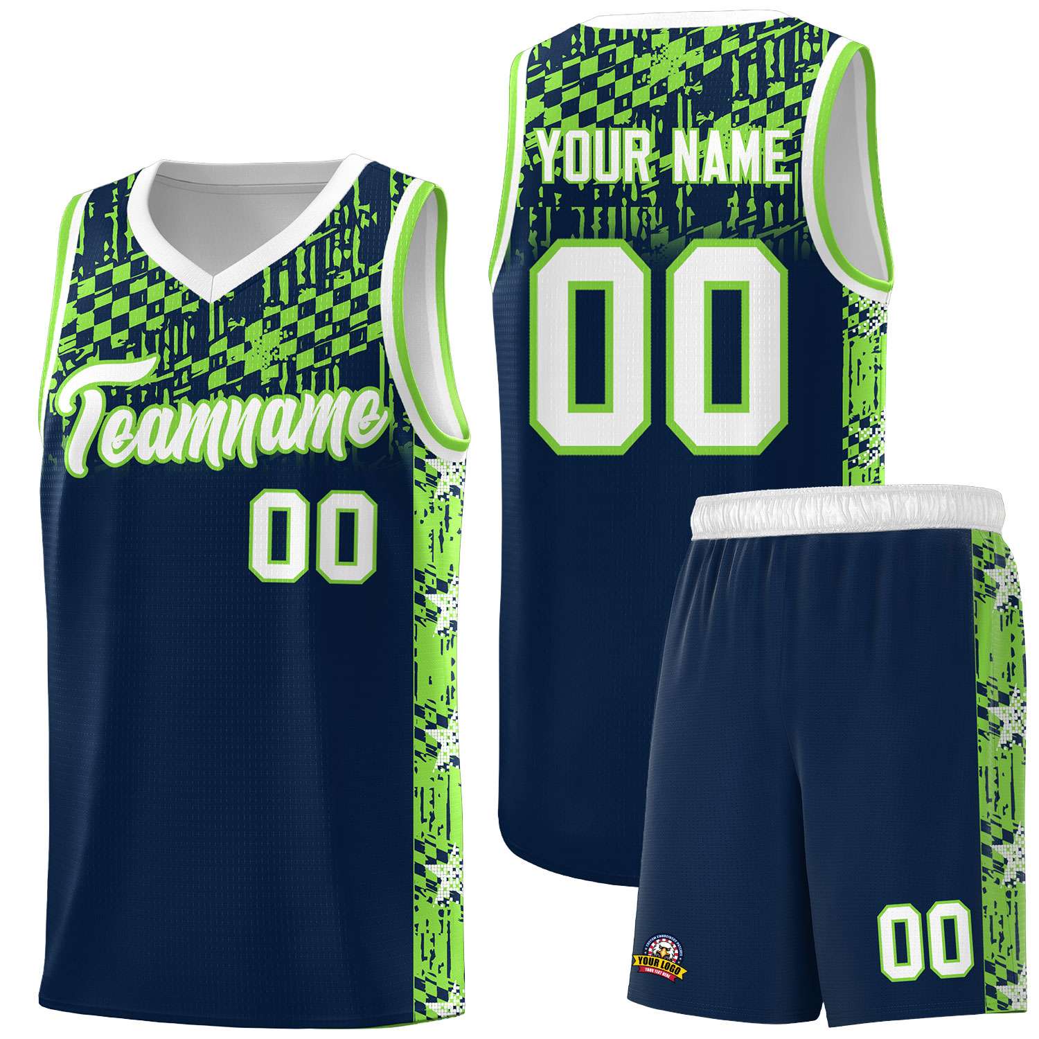 Custom Navy Mosaic Stars Pattern Sports Uniform Basketball Jersey