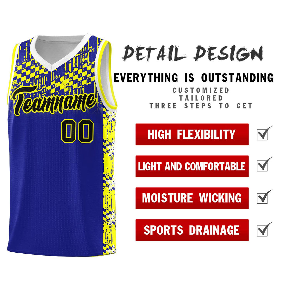 Custom Royal Mosaic Stars Pattern Sports Uniform Basketball Jersey