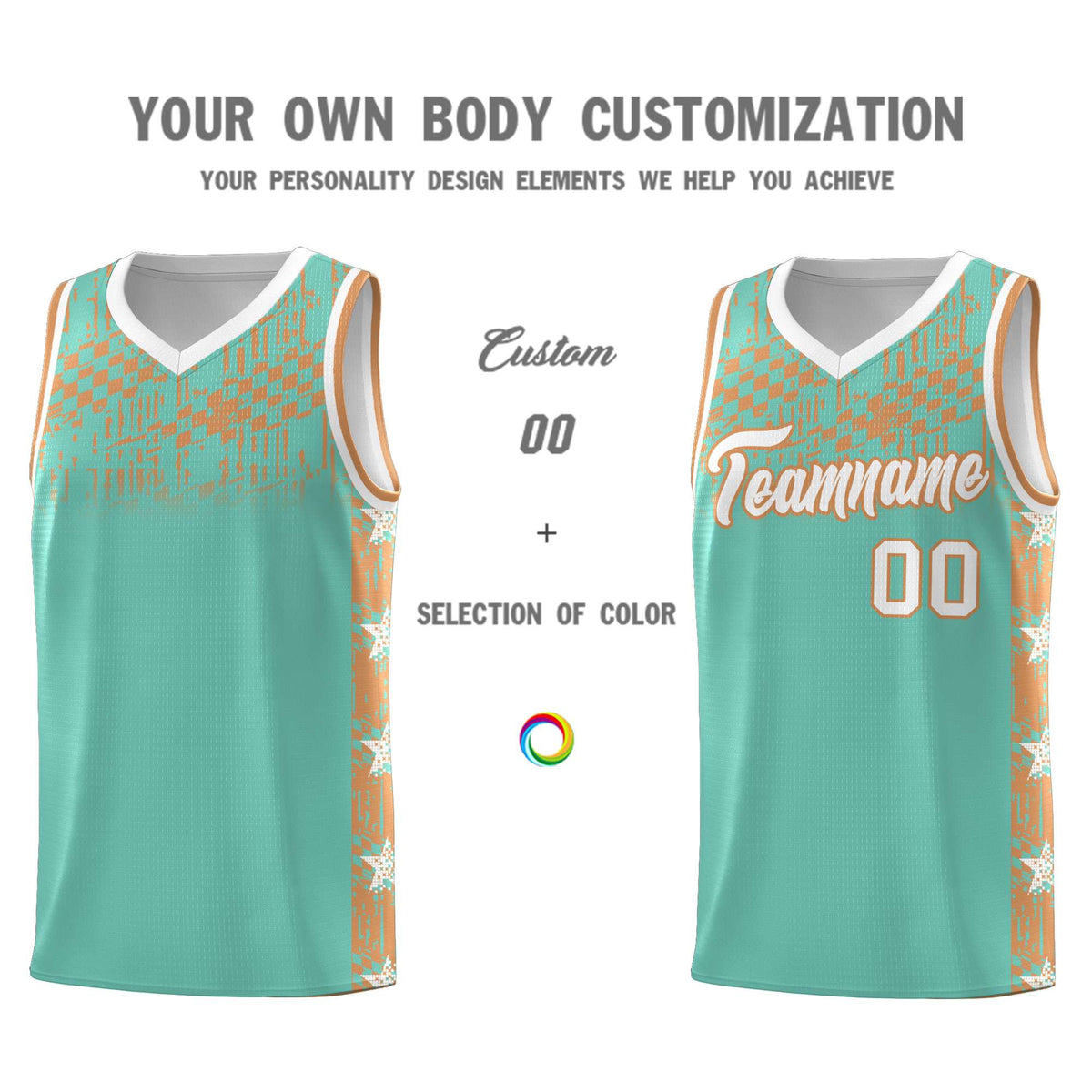 Custom Bright Green Mosaic Stars Pattern Sports Uniform Basketball Jersey