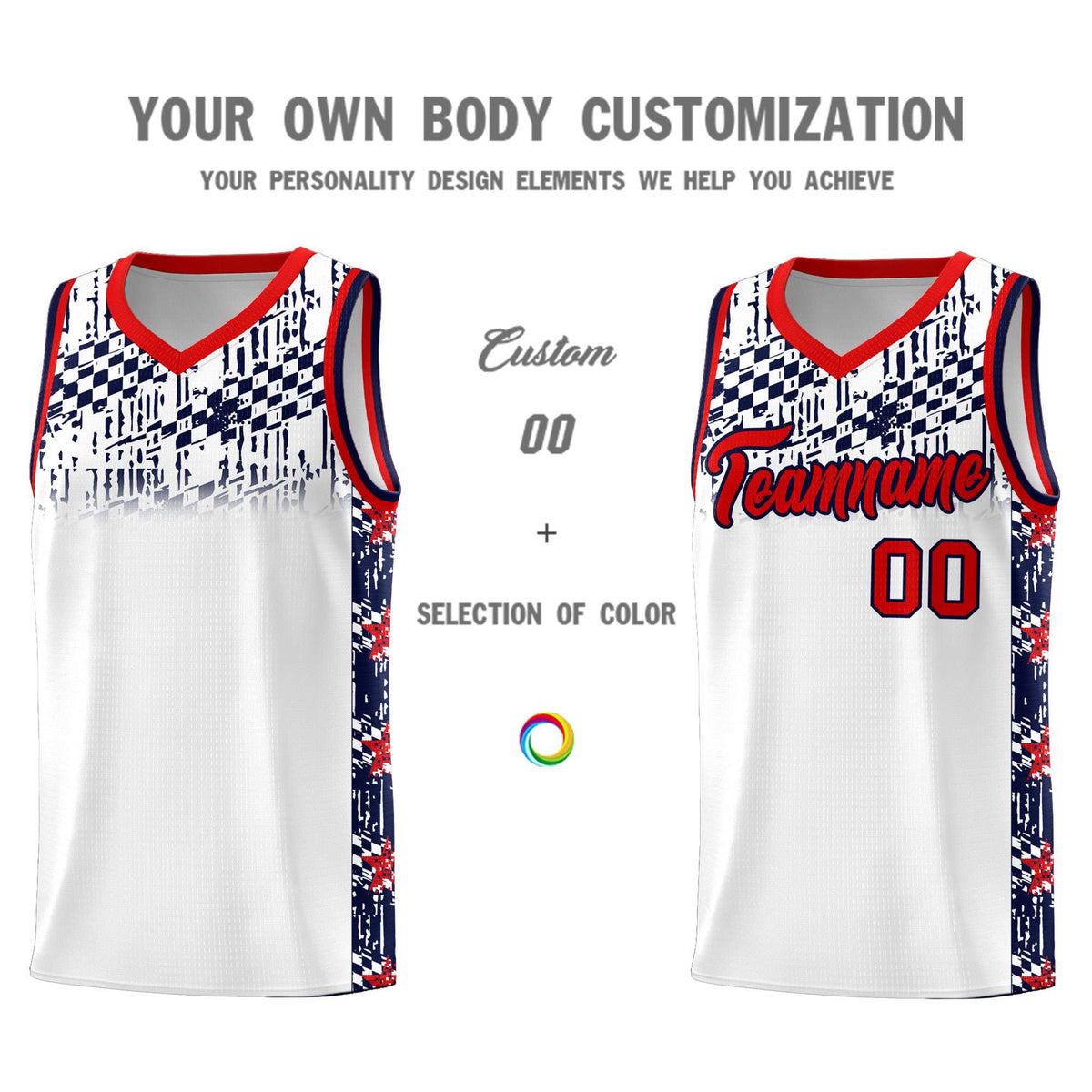 Custom White Mosaic Stars Pattern Sports Uniform Basketball Jersey
