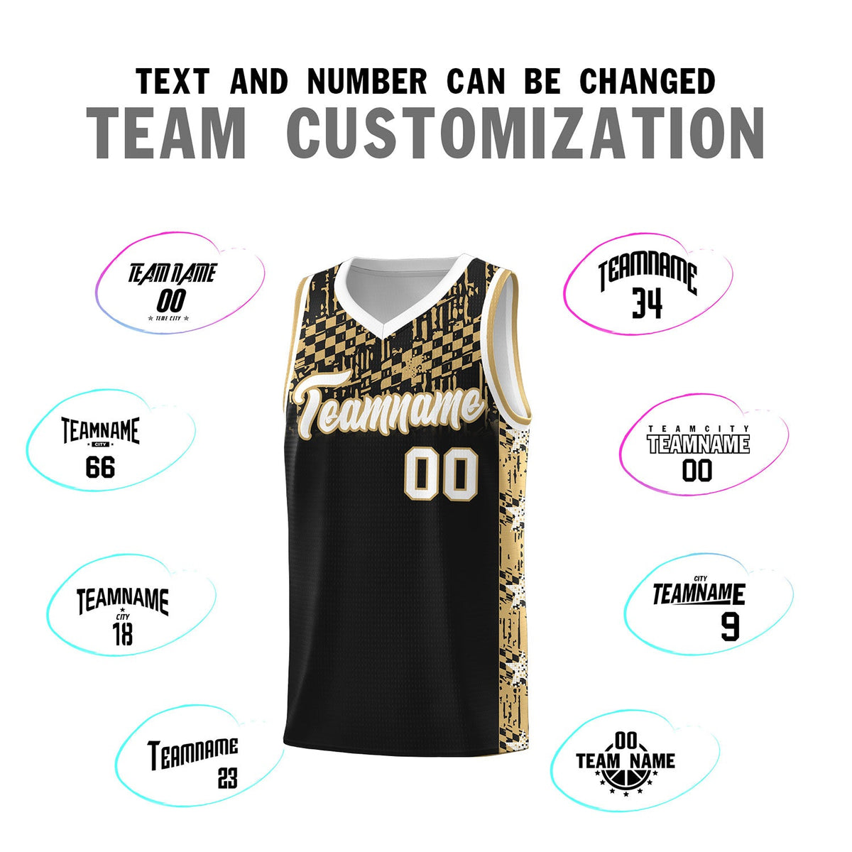 Custom Black Mosaic Stars Pattern Sports Uniform Basketball Jersey