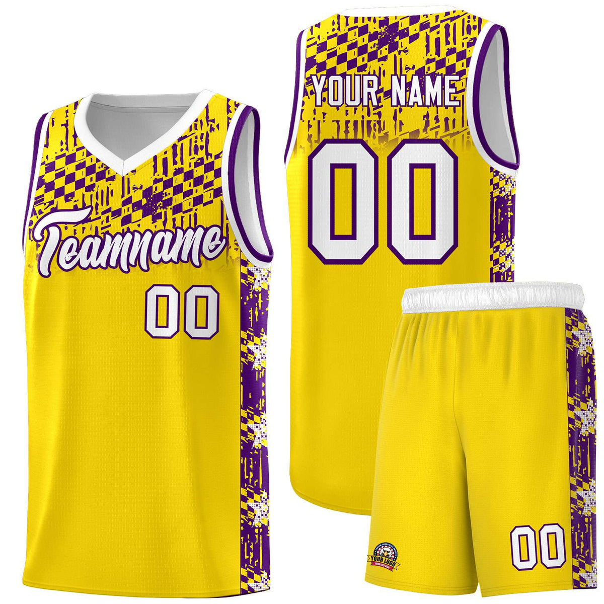 Custom Gold Mosaic Stars Pattern Sports Uniform Basketball Jersey