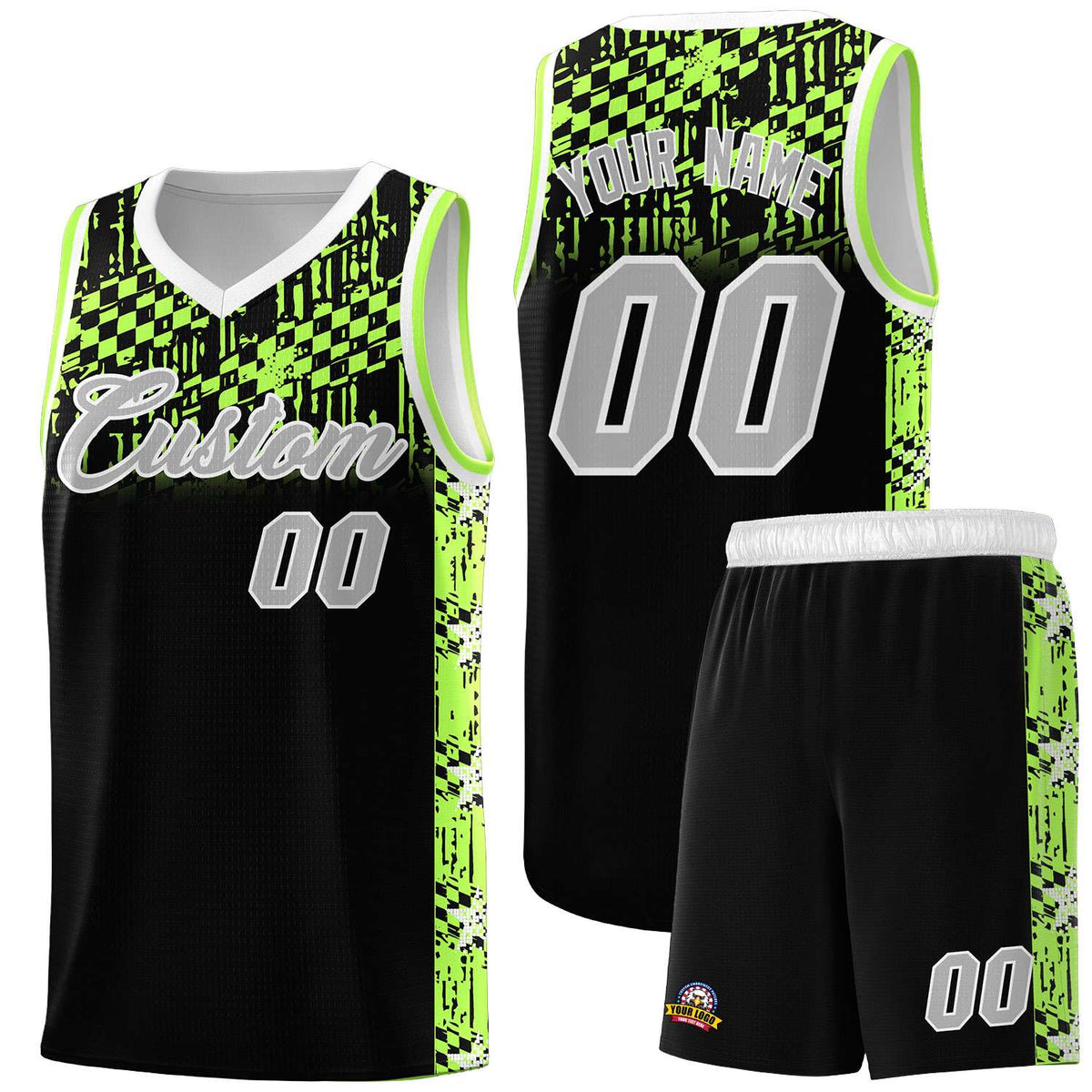 Custom Black Mosaic Stars Pattern Sports Uniform Basketball Jersey