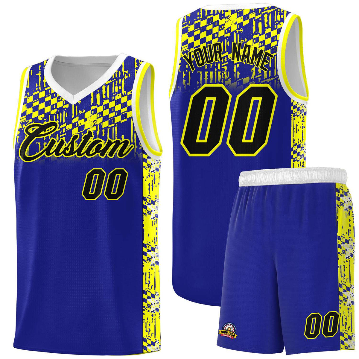 Custom Royal Mosaic Stars Pattern Sports Uniform Basketball Jersey