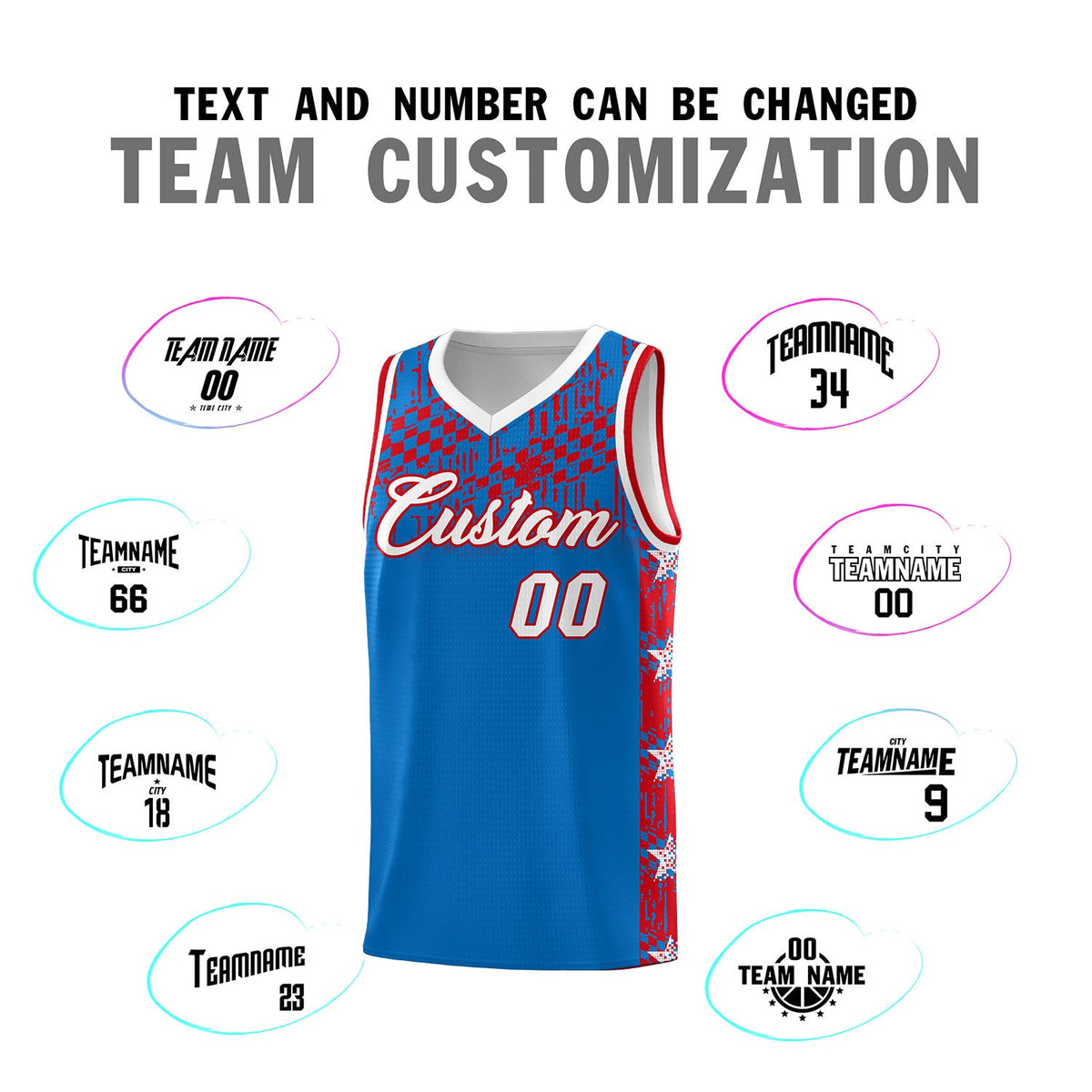 Custom Royal Mosaic Stars Pattern Sports Uniform Basketball Jersey