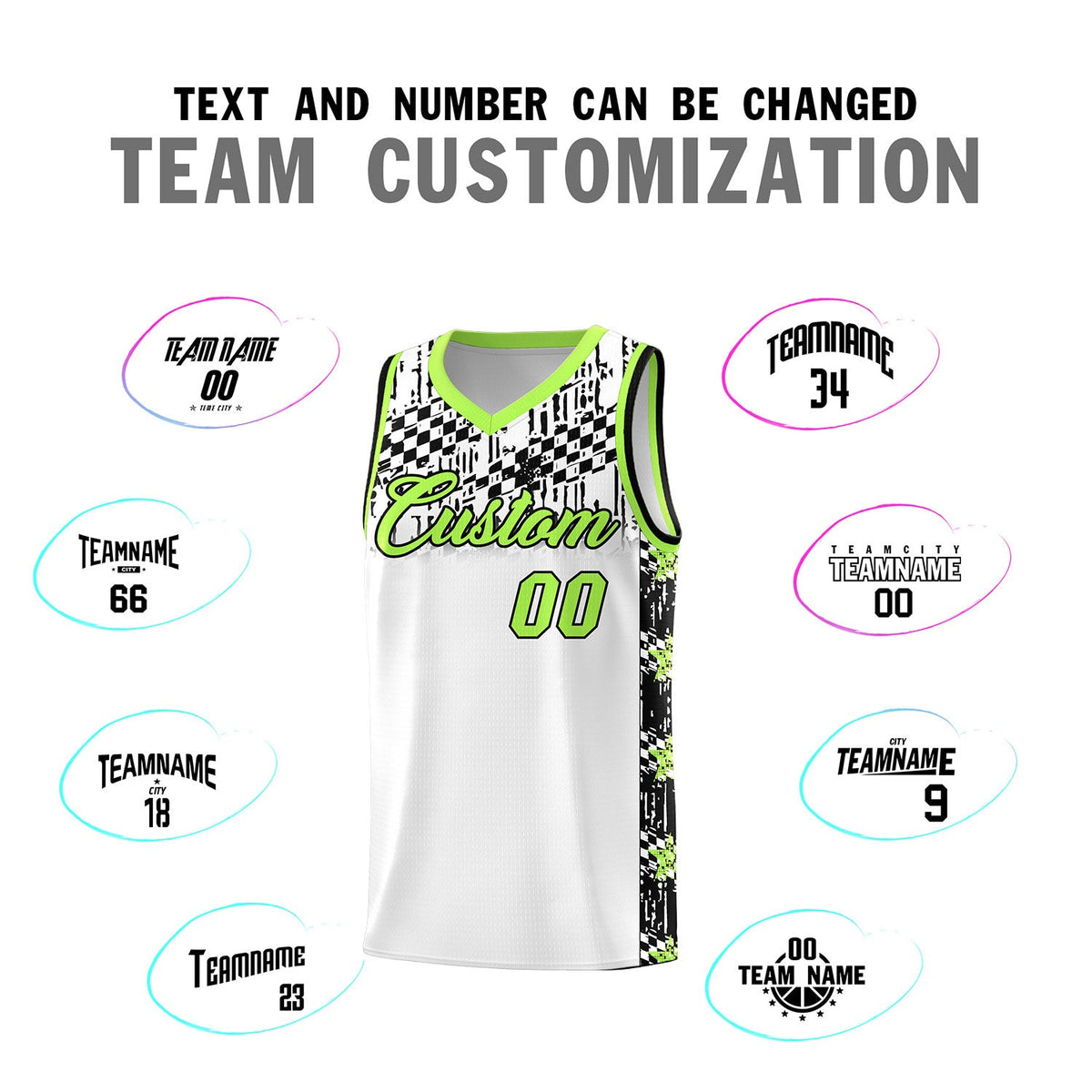 Custom White Mosaic Stars Pattern Sports Uniform Basketball Jersey