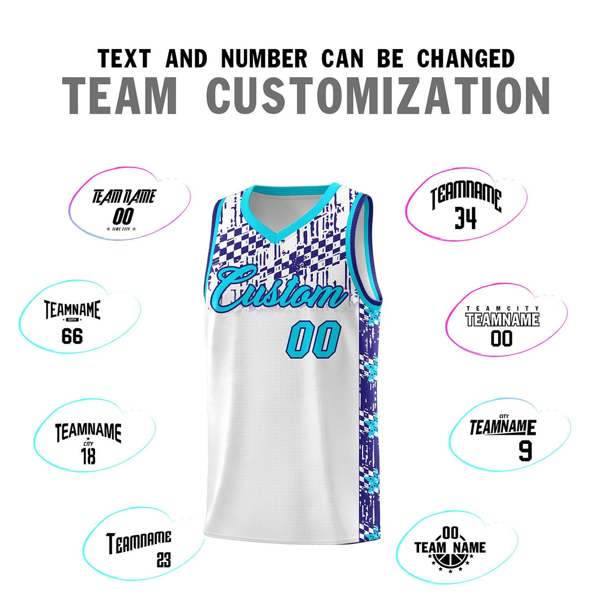 Custom White Mosaic Stars Pattern Sports Uniform Basketball Jersey