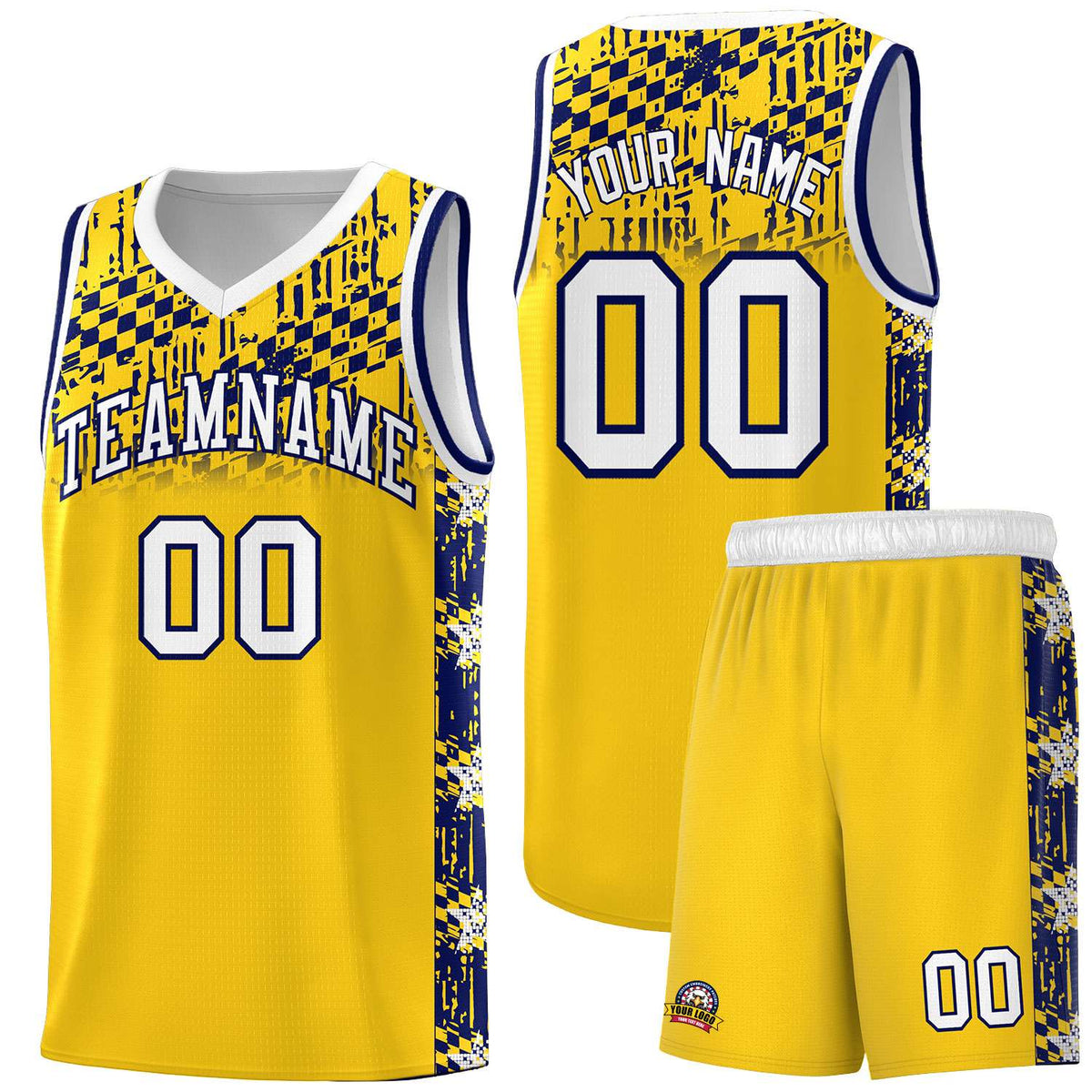 Custom Gold Mosaic Stars Pattern Sports Uniform Basketball Jersey