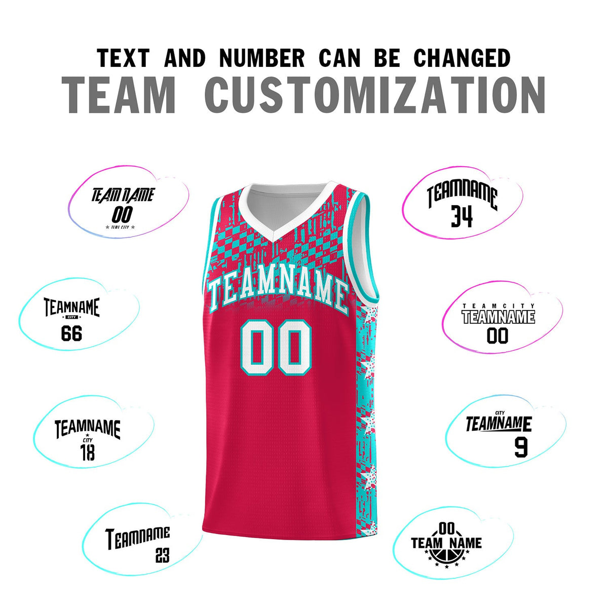 Custom Red Mosaic Stars Pattern Sports Uniform Basketball Jersey