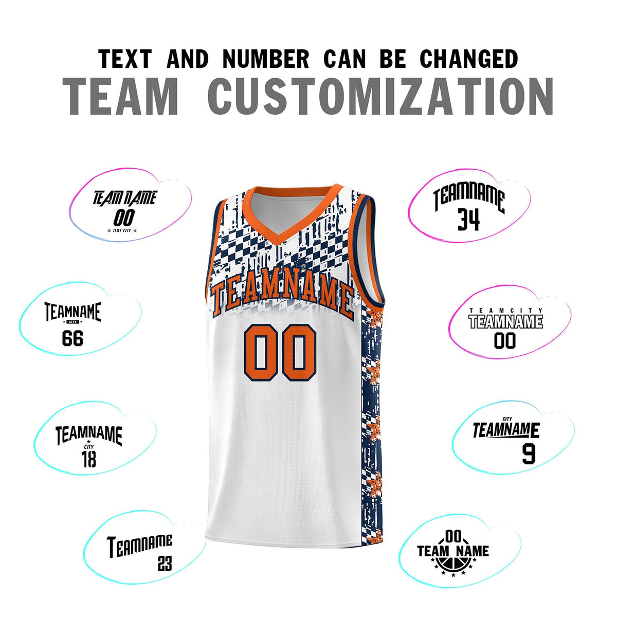 Custom White Mosaic Stars Pattern Sports Uniform Basketball Jersey