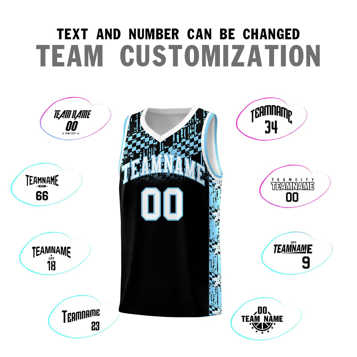 Custom Black Mosaic Stars Pattern Sports Uniform Basketball Jersey