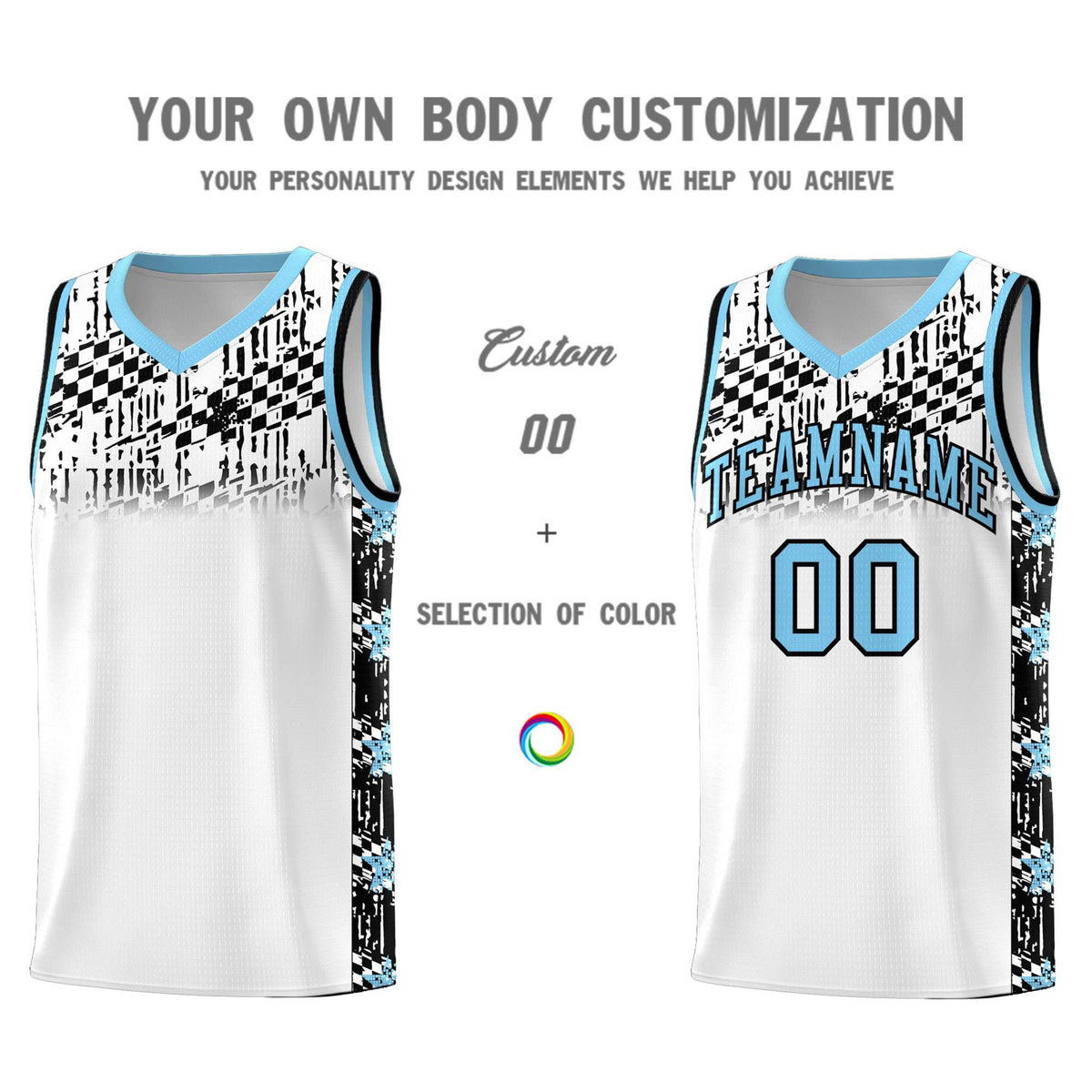 Custom White Mosaic Stars Pattern Sports Uniform Basketball Jersey