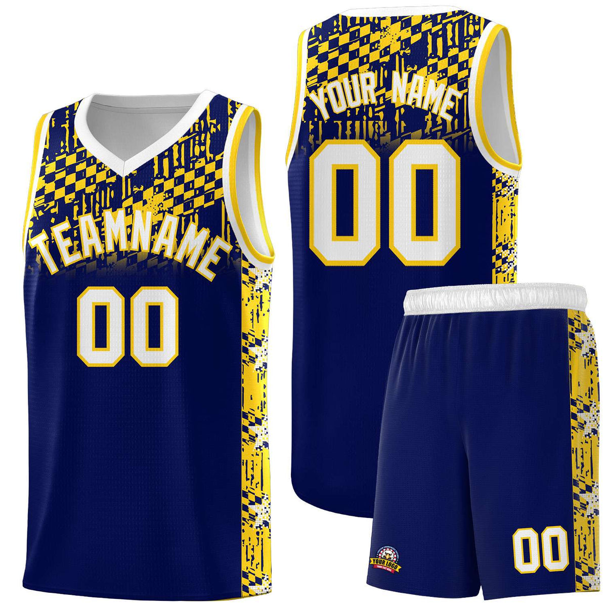 Custom Navy Mosaic Stars Pattern Sports Uniform Basketball Jersey
