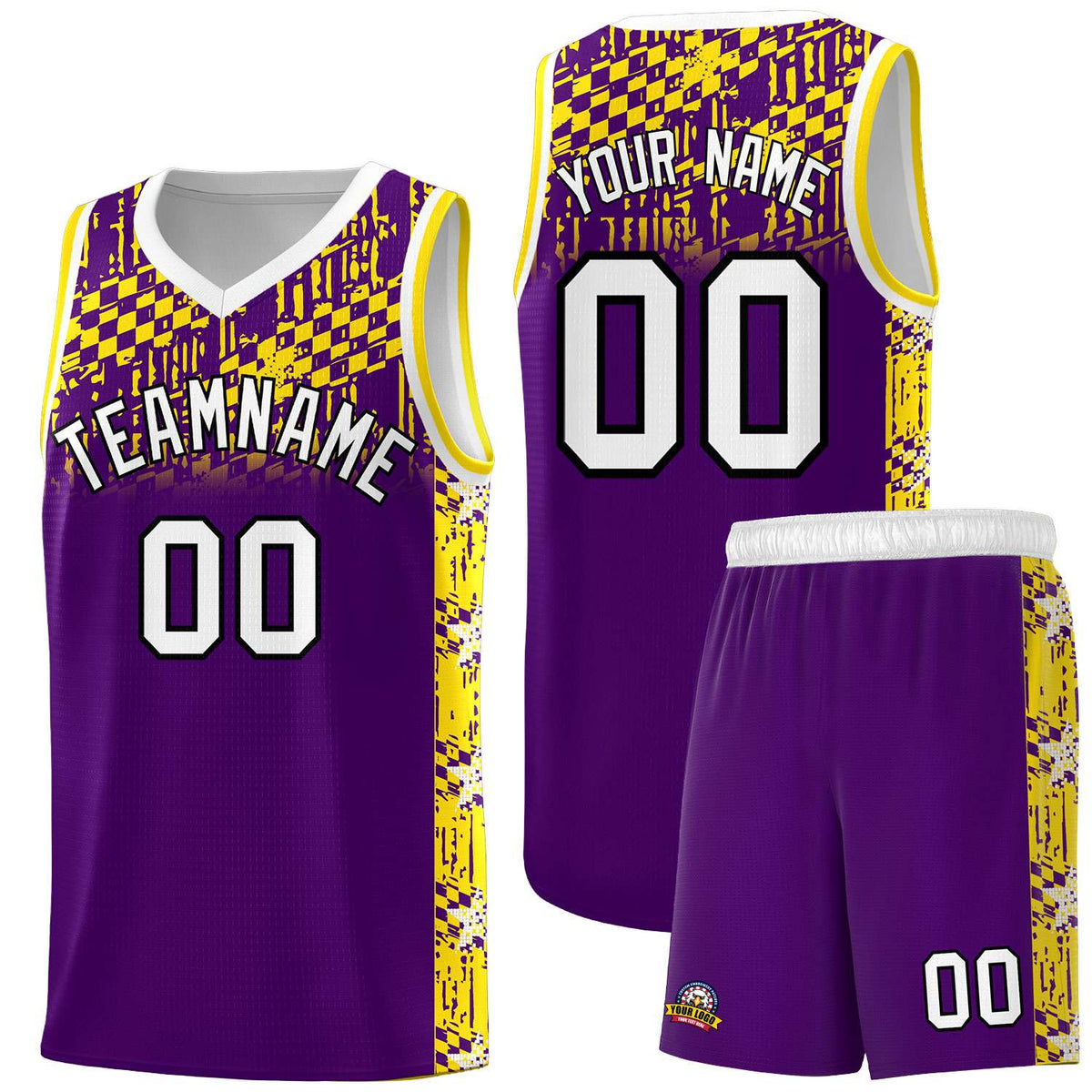 Custom Purple Mosaic Stars Pattern Sports Uniform Basketball Jersey
