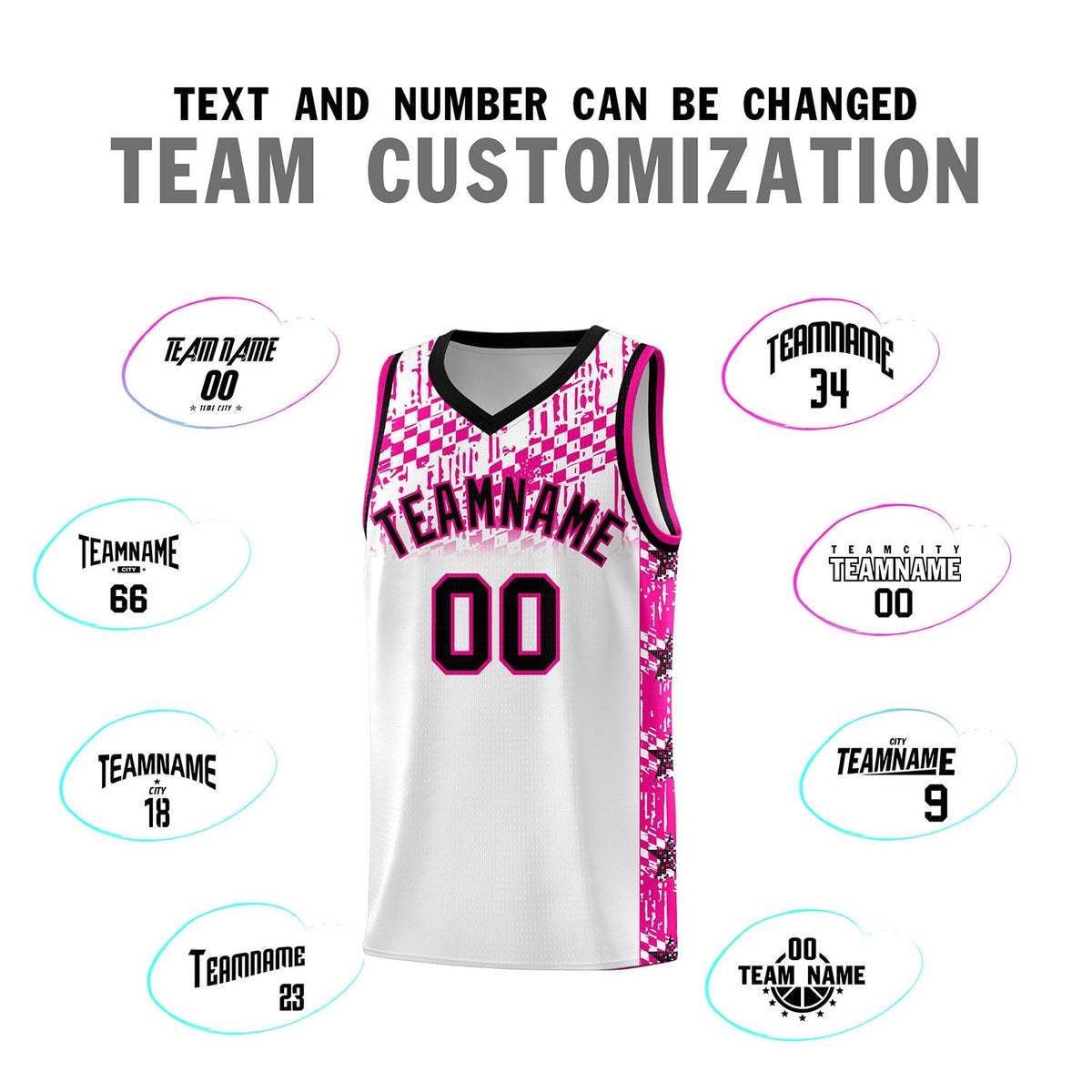 Custom White Mosaic Stars Pattern Sports Uniform Basketball Jersey