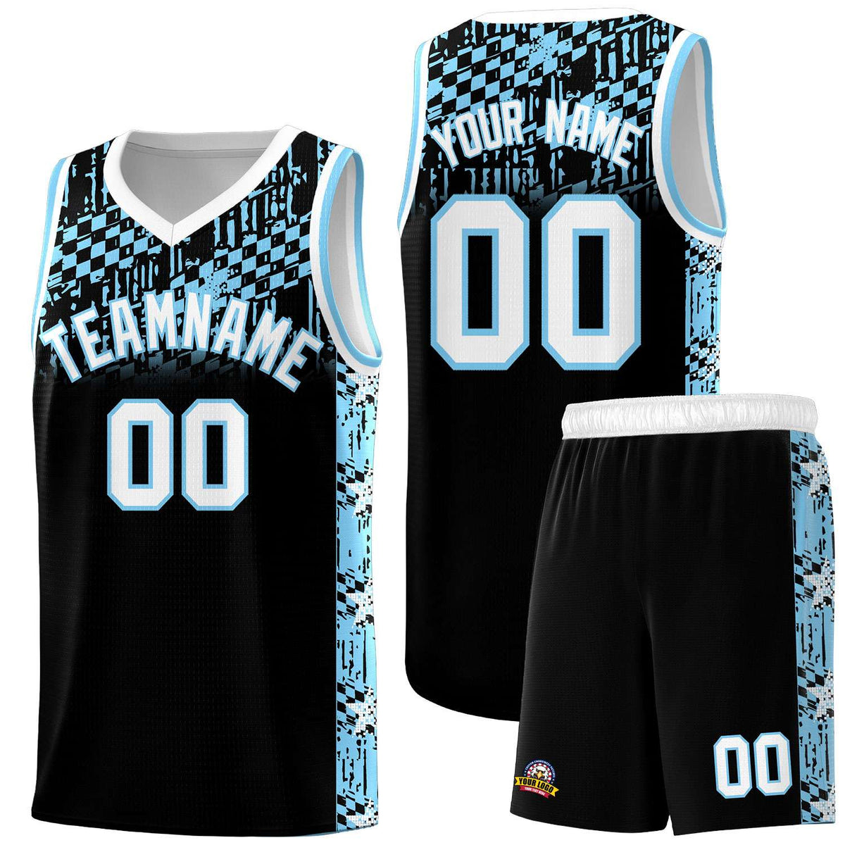 Custom Black Mosaic Stars Pattern Sports Uniform Basketball Jersey