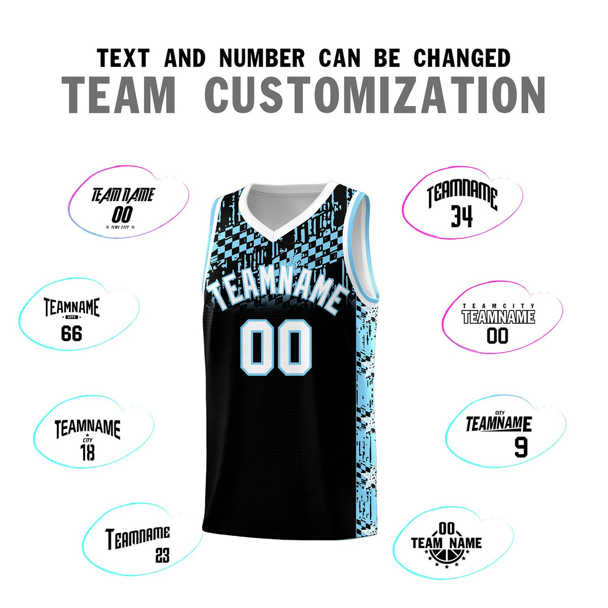 Custom Black Mosaic Stars Pattern Sports Uniform Basketball Jersey